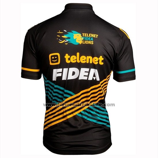 2019 Fahrradbekleidung Telenet Fidea Shwarz Gelb Blau Trikot Kurzarm und Tragerhose